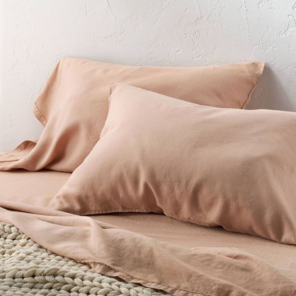King 100% Linen Pillowcases Light Adobe Clay - Casaluna
